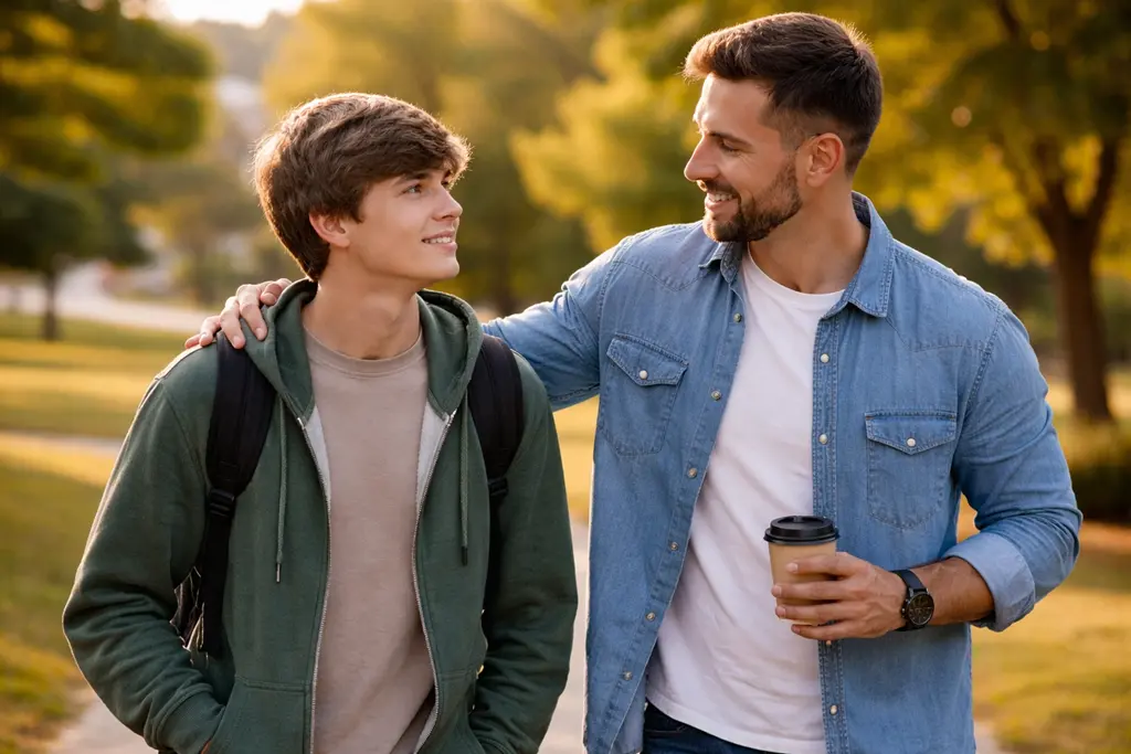 Sober companion helping teen with addiction recovery through daily guidance